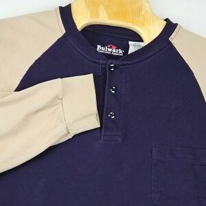 Bulwark Protective Apparel Men's Shirt Flame Resistant XXL-RG Navy Tan